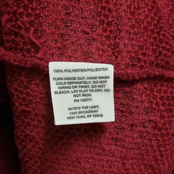 SKYE'S THE LIMIT Womens M Red Cranberry Shaggy Teddy Zip Pullover Sweater Top - Picture 7 of 7